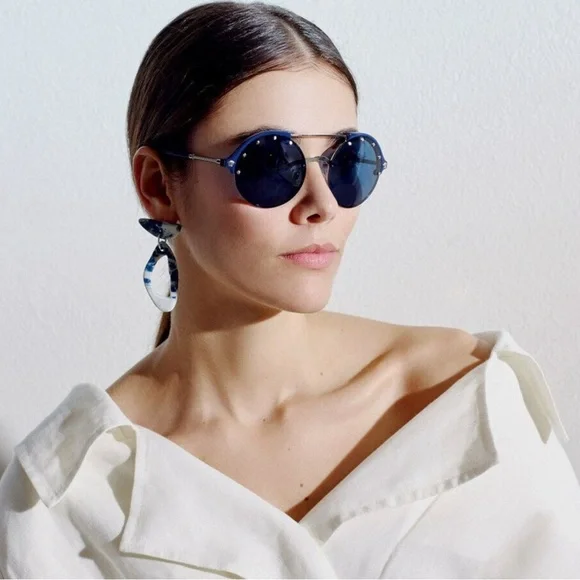 Versace Blue Round Sunglasses - Picture 2 of 4